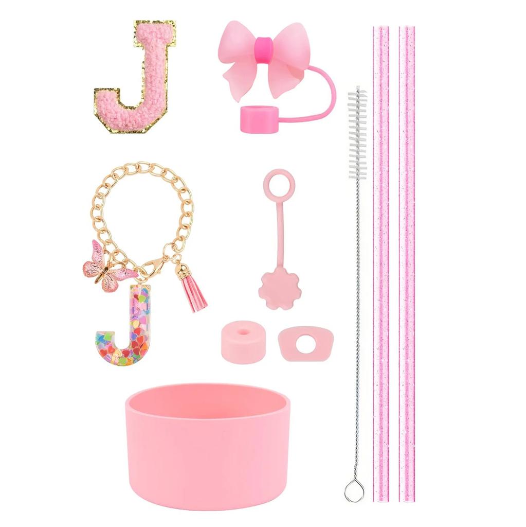 Набор из 10 аксессуаров для стакана Stanley 30 унций 40 унций: крышка для соломинки, крышка, чехол, стоппер от проливания, брелок с буквой, наклейка