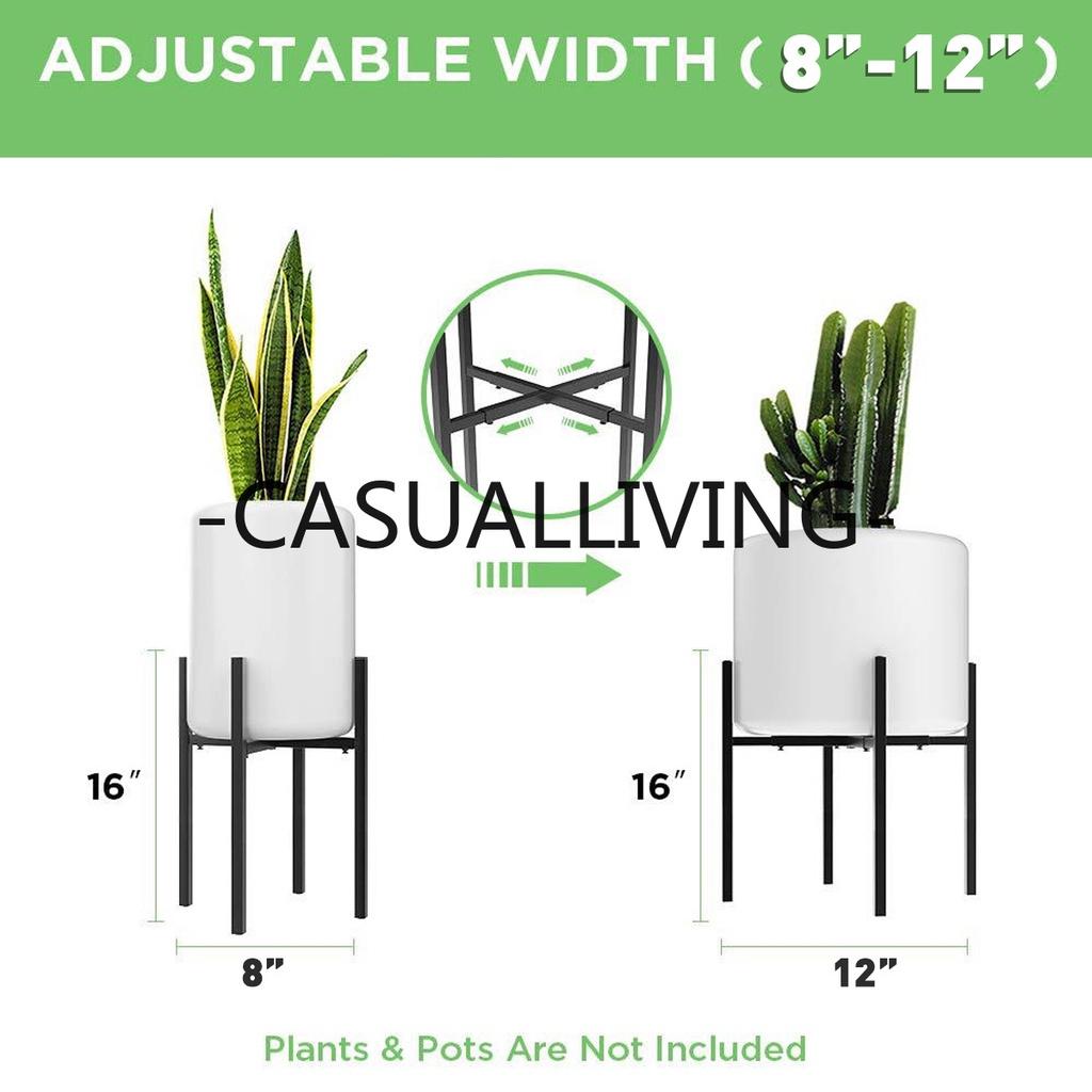 Большой черный металлический домашний плантатор регулируемая подставка для растений держатель для цветочного горшка