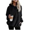 Winter Women Long Sleeve Fleece Hooded Sweatshirt Pullover Warm Jumper Sweaters With 1/4 Zip