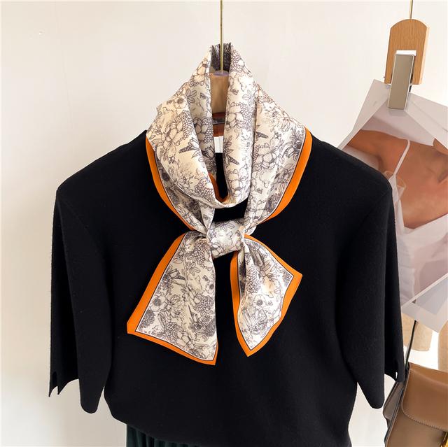 Silk Ribbon Scarf Satin Headkerchief Luxury Long Hair Hand Design Fashion Print Wrist Foulard Bandana Neck Tie Scarves