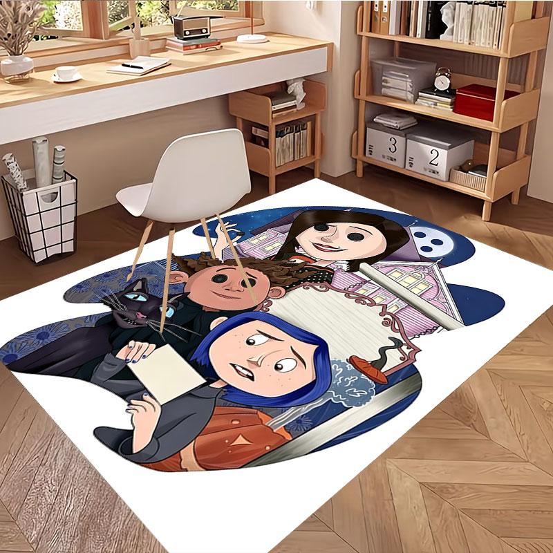 Coraline Print Rug, Washable Floor Carpet, For Entryway Dorm Laundry Room Office Study, Home Decor Birthday Christmas Gift