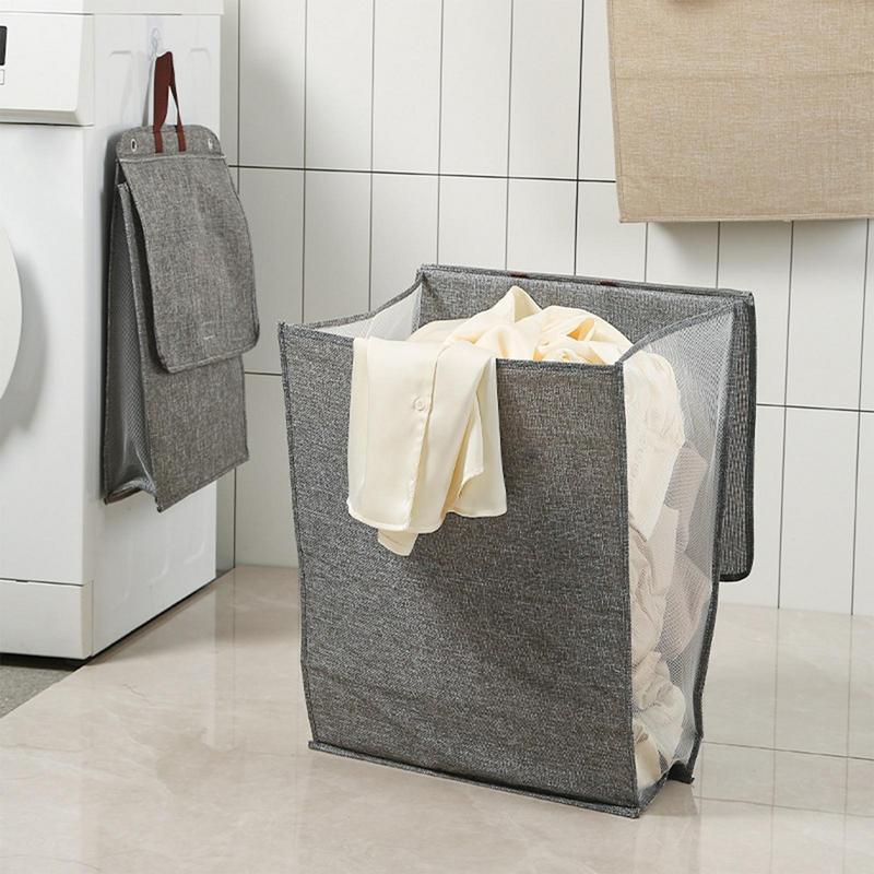 Складная клейкая корзина для белья, многофункциональная, без перфорации, настенная, сетчатая, с крючками-органайзерами