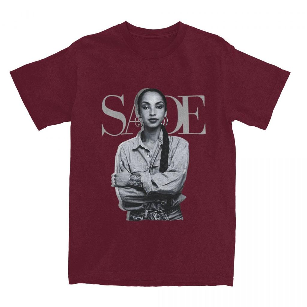 S-Sade Adu 80s Music T Shirts for Men Pure Cotton Vintage T-Shirts Round Collar Tees Short Sleeve Clothes New Arrival