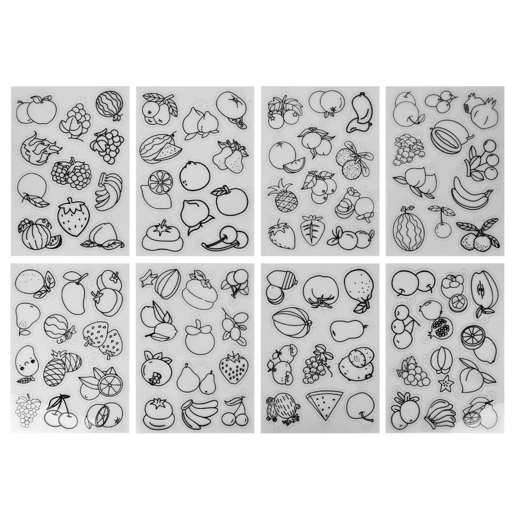 8 шт. Лист термоусадочный с рисунком фруктов и овощей BOPS Цветные листы Shrinky Арт-бумага Разные узоры Материал для DIY поделок