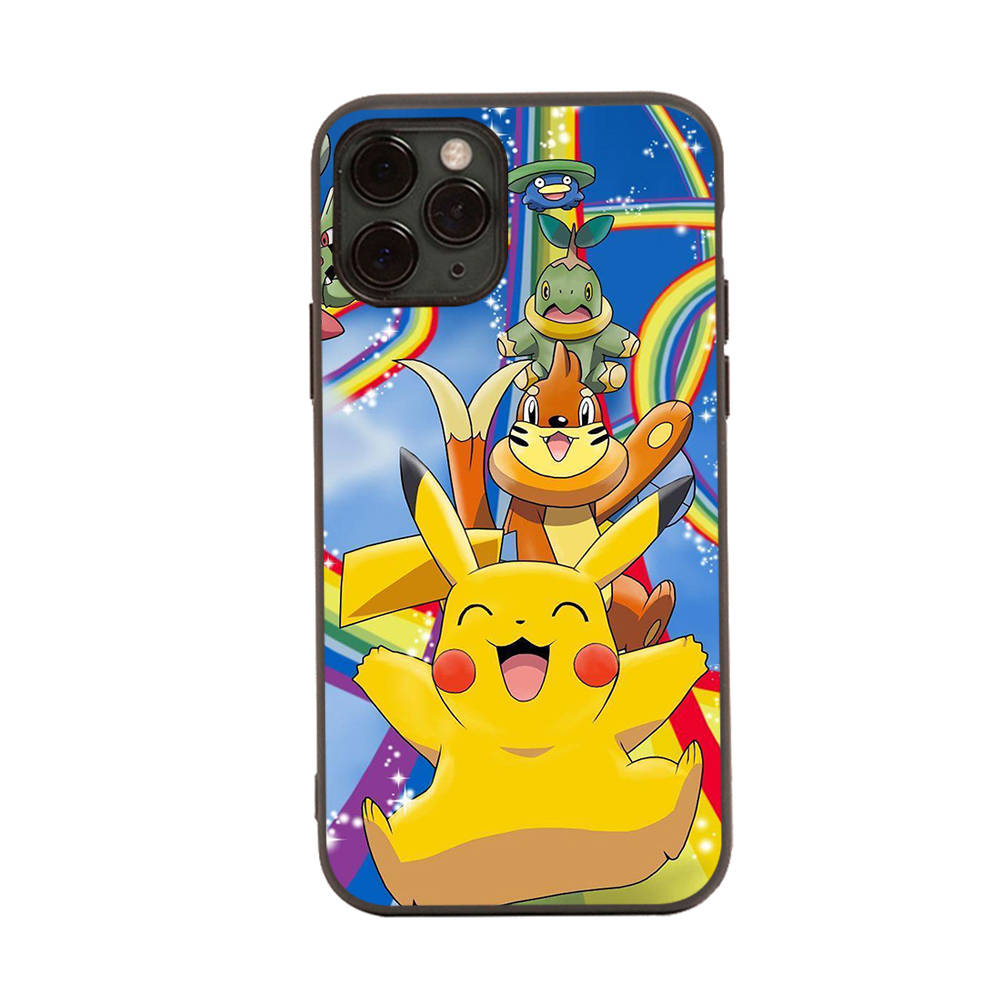 Чехол PK18 Pokemon Black Sofe для iPhone 16 15 Plus 14 13 Pro 8 SE XR XS Max P30 Nova 5T Y5P Y6 Y7 Y8P Y9 Realme C30 C33 C31 VIVO Y36 V27