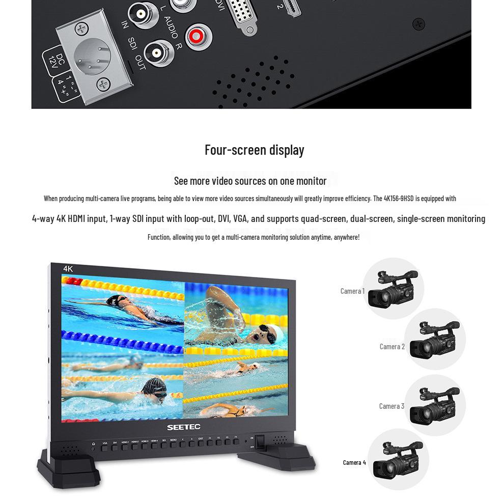 4K режиссерский монитор 15,6 дюйма 8ViewTech с Quad HDMI SDI для камер