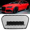 Передняя воздухозаборная решетка Hex Mesh Grille Full Black Refit для RS6 Style Подходит для A6S6 C7 2016-2018
