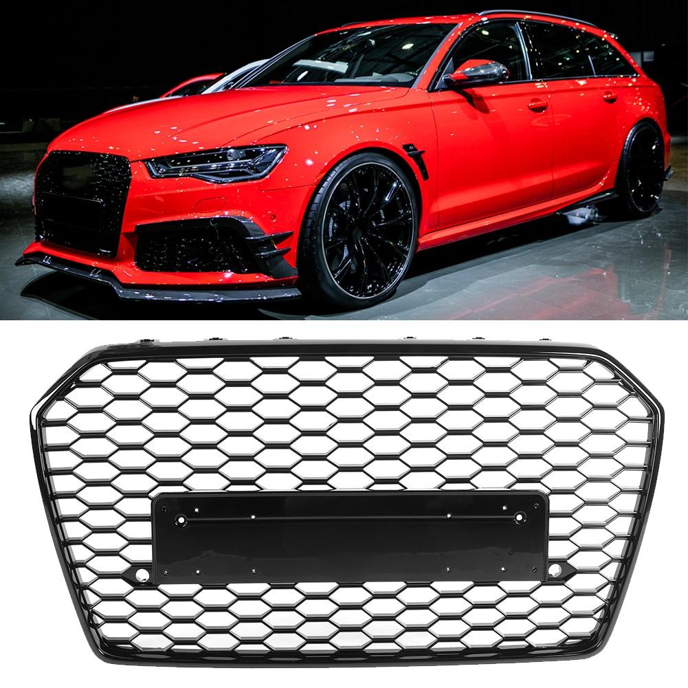 Передняя воздухозаборная решетка Hex Mesh Grille Full Black Refit для RS6 Style Подходит для A6S6 C7 2016-2018