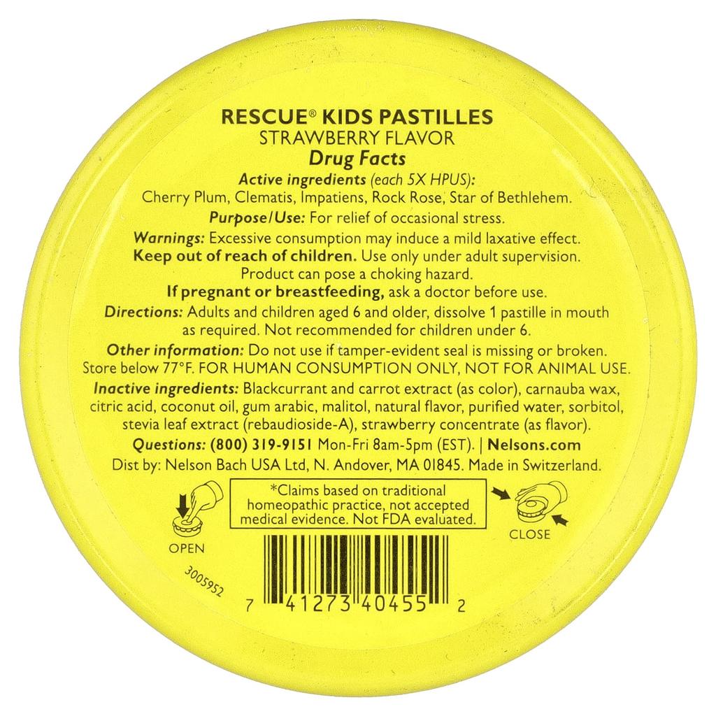 Bach, Rescue® Tablets for Children, Stress Relief, Strawberry, 35 Tablets, 50 g (1.7 oz)