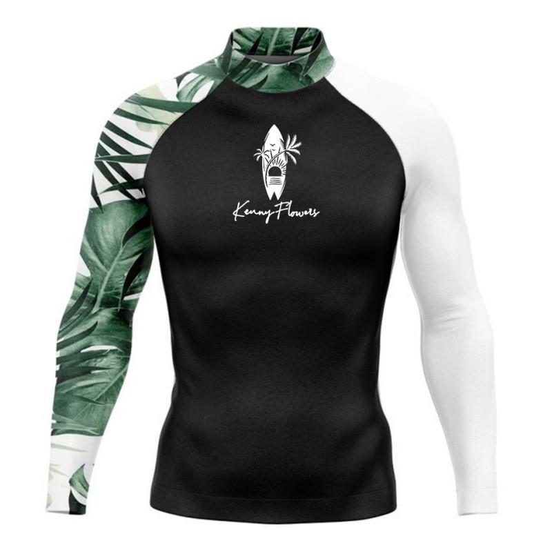Mens Long Sleeve Rash Guard Quick Dry UPF 50 Surfing Wetsuit Diving Swimming Water Sports