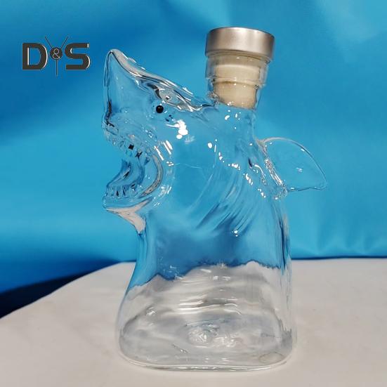 Акула Стеклянный графин для вина Бутылка для ликера с герметичной пробкой 300 мл Контейнер для виски водки пива Декор для домашнего бара Подарок для любителей виски