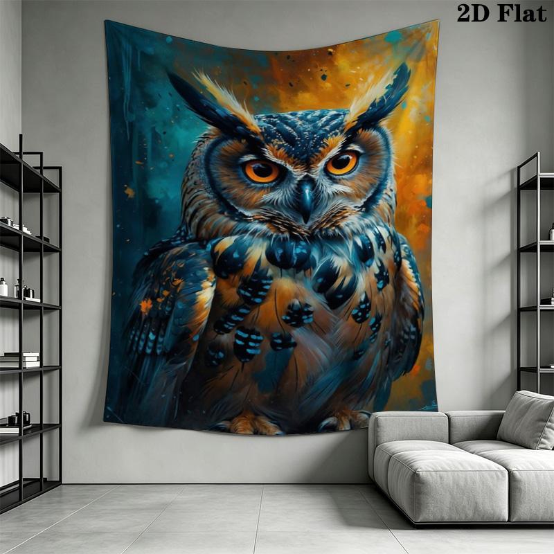 Magical Blue Owl Tapestry Psychedelic Galaxy Wall Hanging Art Decor for Bedroom Living Room Home Wall Decor