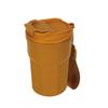Термокружка Captain Stag Monte Outdoor, 350 мл, с вакуумной двойной стенкой, откидной крышкой, желтая, UE-3616, с крышкой и ремешком
