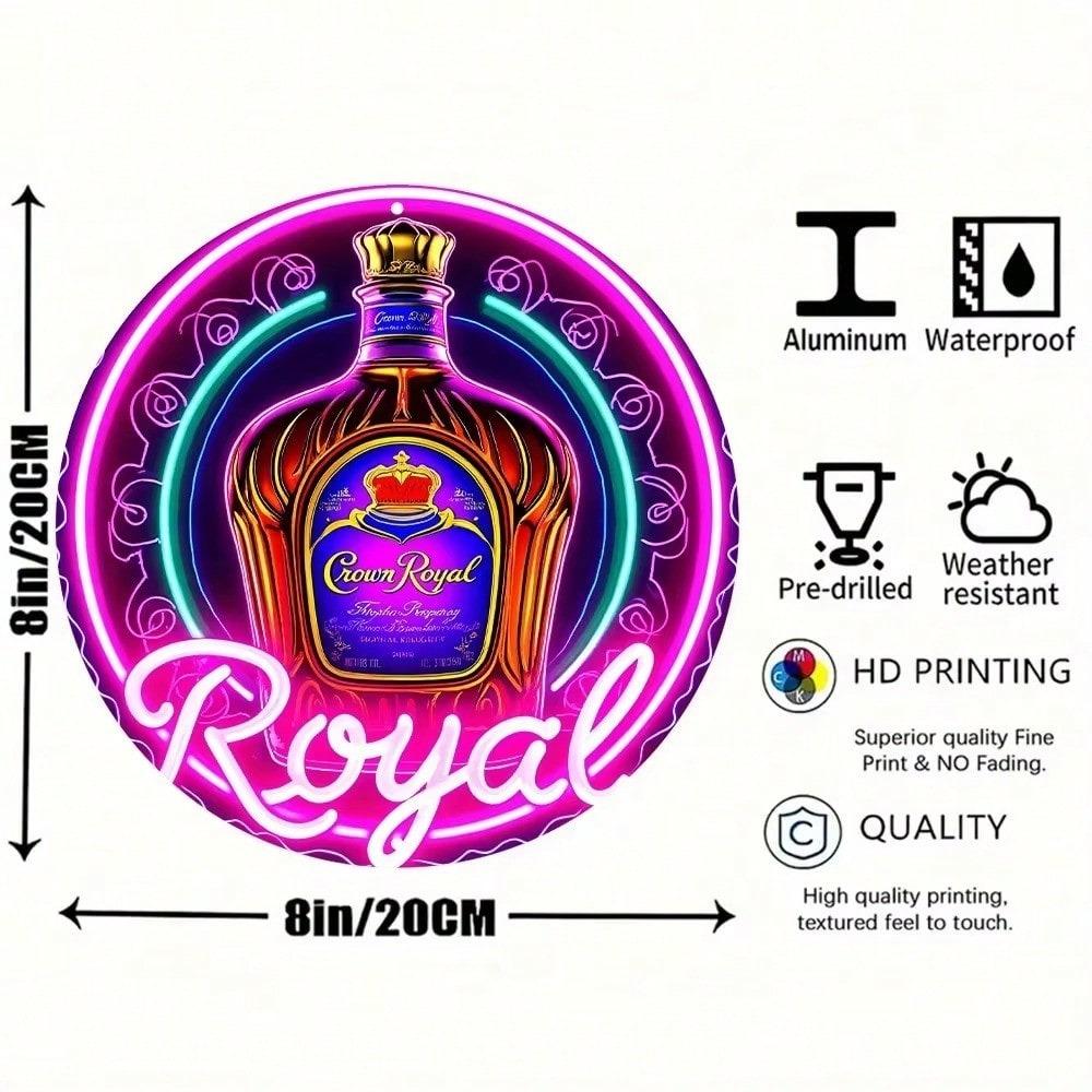 Неоновая вывеска Crown Royal Алюминиевая металлическая настенная art HD-печать Водонепроницаемая Пылезащитная Декор для домашнего бара