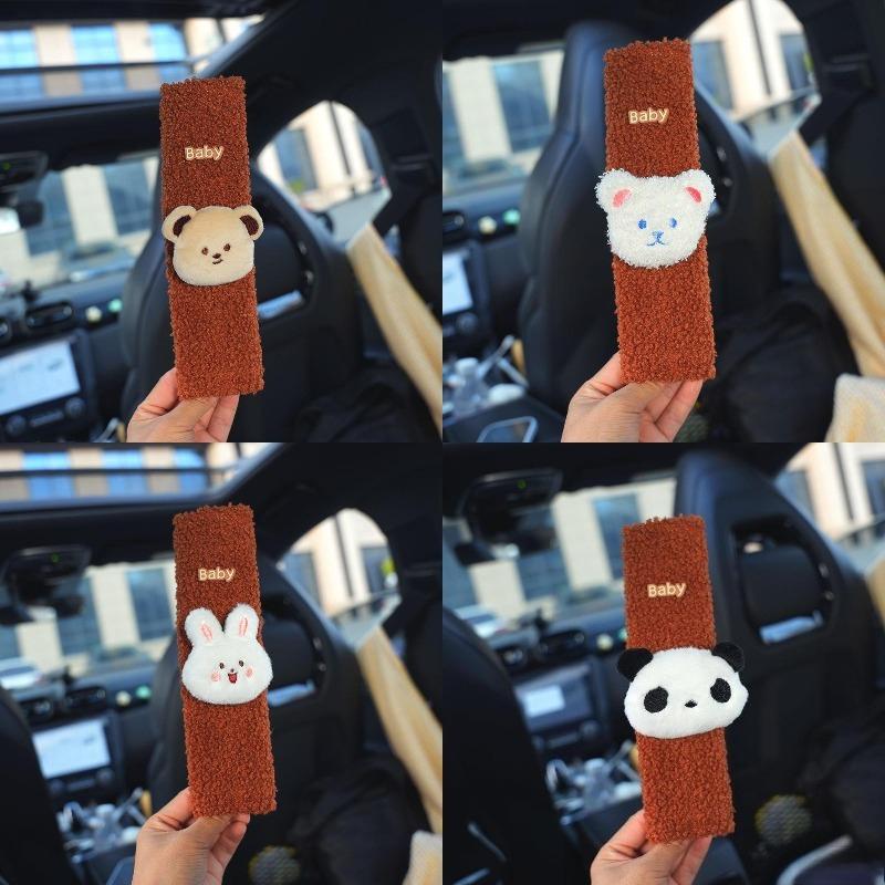 1 Piece Set Cute Cartoon Car Seat Belts with Shoulder Pads Plush Protection Car Accessories 4 Styles of Cars for Infant Safety