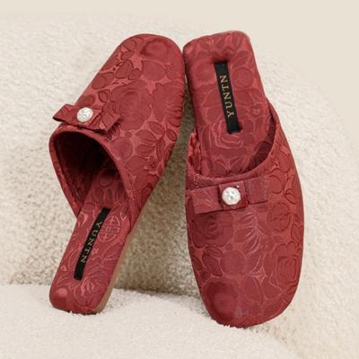 Мода Мода Веревочные бусины Декор в виде банта Тапочки Женские Элегантные Круглый носок Роза Тотем Дизайнерская обувь Комфортные Легкие Домашние тапочки