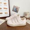Pink Velcro Board Shoes Female Ugly Cute Autumn New Chic Niche Moral Training Leather Surface Student Sports Little White Shoes