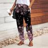 Women Flower Printing Pants Lace Up Elastic Waist Loose Trousers Casual Long Pants Trousers with Pockets