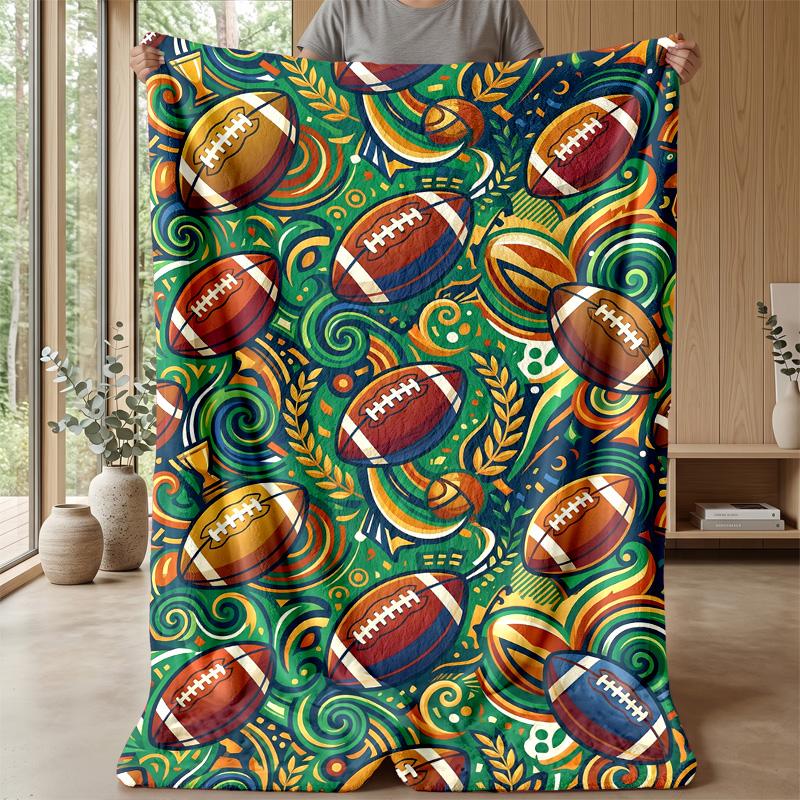Football Passion Poster Theme blanket Lightweight Warm Flannel Blanket Decorative Throw Blanket for Home Decoration