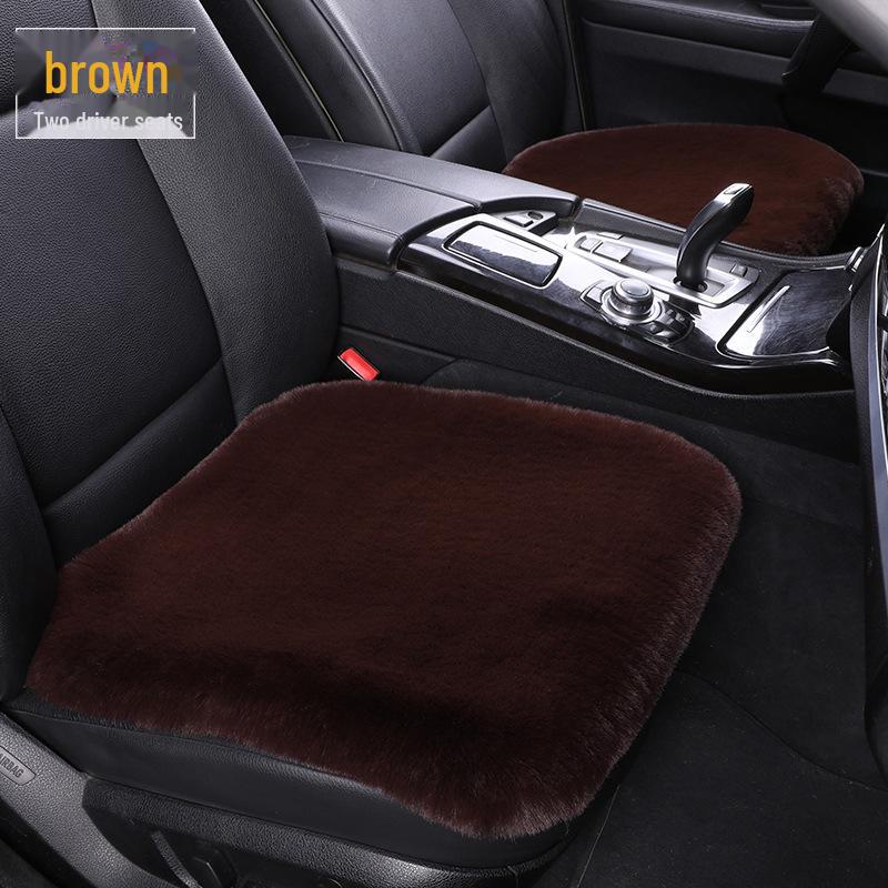 Комплект плюшевых зимних подушек для автомобильных сидений: Нескользящий, утолщенный мех кролика, универсальная посадка