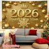 2D Gold 2026 Happy New Year Banner Backdrop Christmas Ornament New Year Eve Party Decor Background