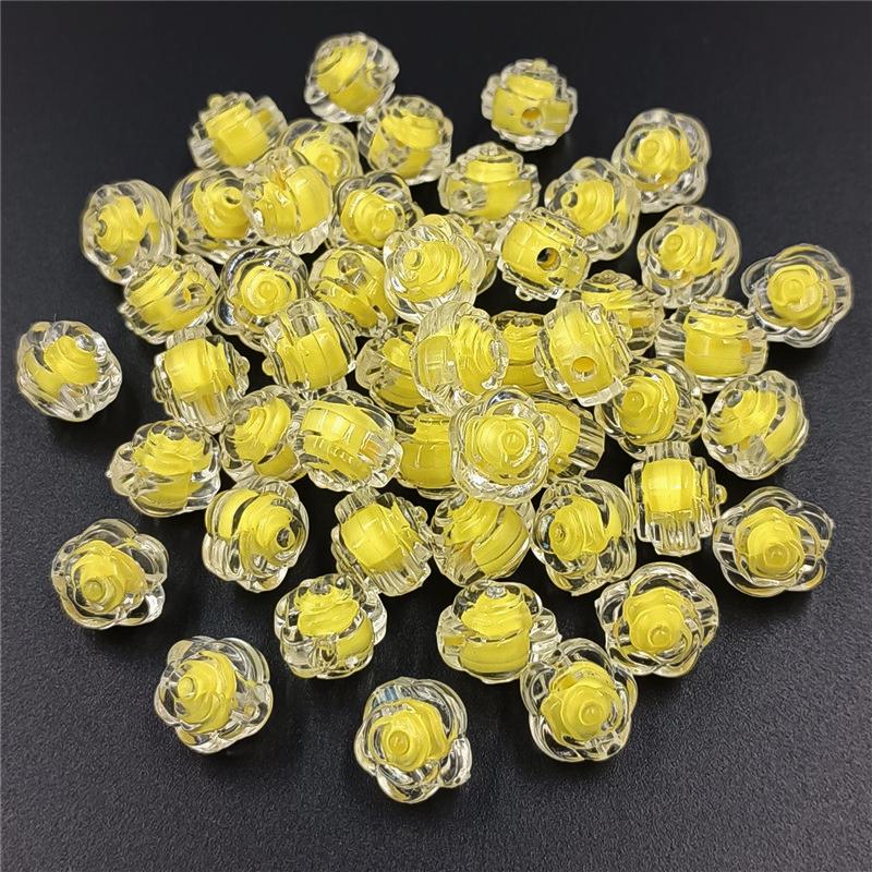 Multicolor Sandwich Rose Flower Beads Creative 11mm for Bracelet Necklace Making Handmade Material Pendants Transparent Matte DIY Jewelry Accessories