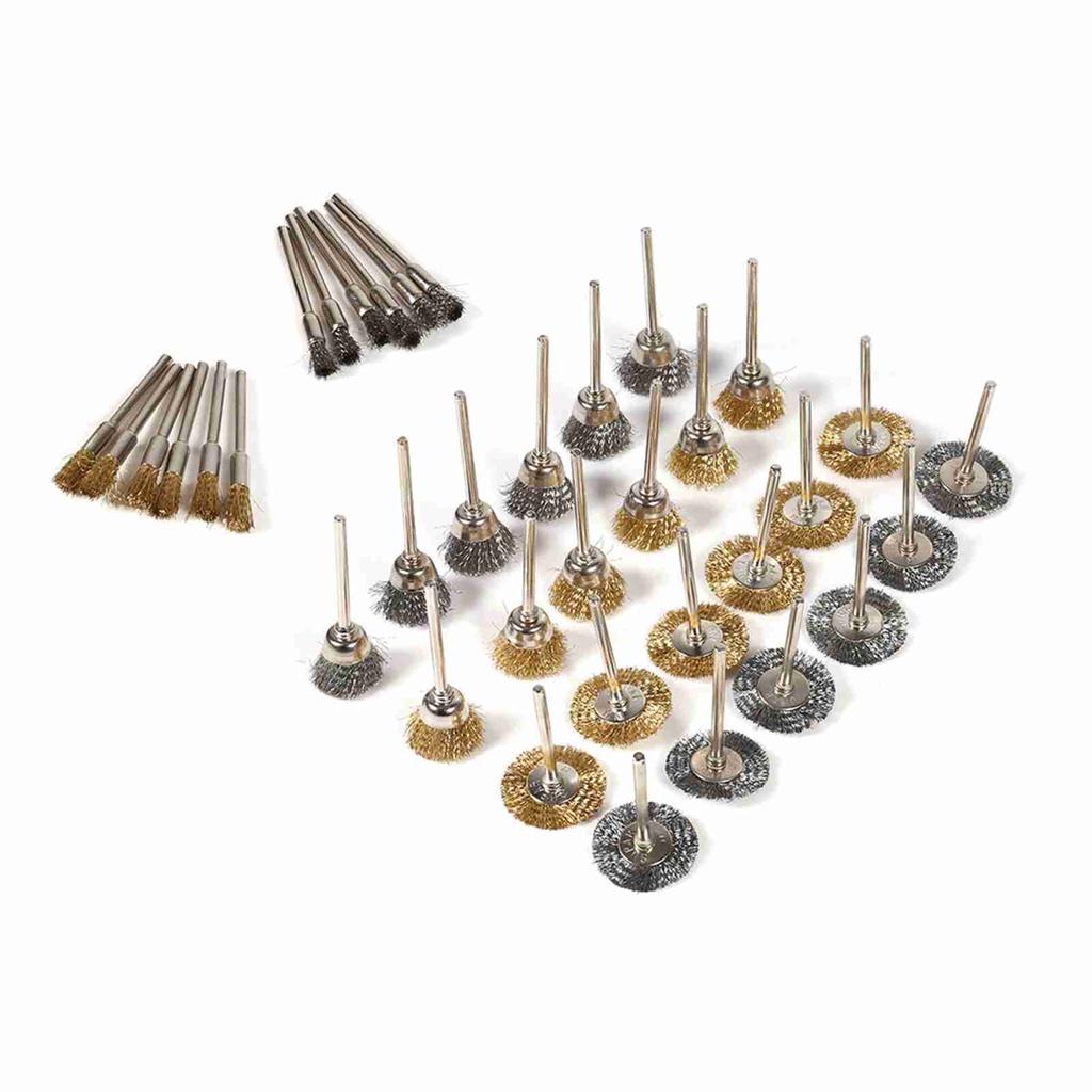 36 шт. Набор щеток из латунной стальной проволоки, ручка, чашка, колесо, полировка, очистка, вращающиеся инструменты, полный комплект