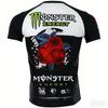 Мужская 3D-печатная футболка Monster Energy с узором "Уличная роза" - Повседневная одежда для взрослых - Спортивный быстросохнущий дышащий топ