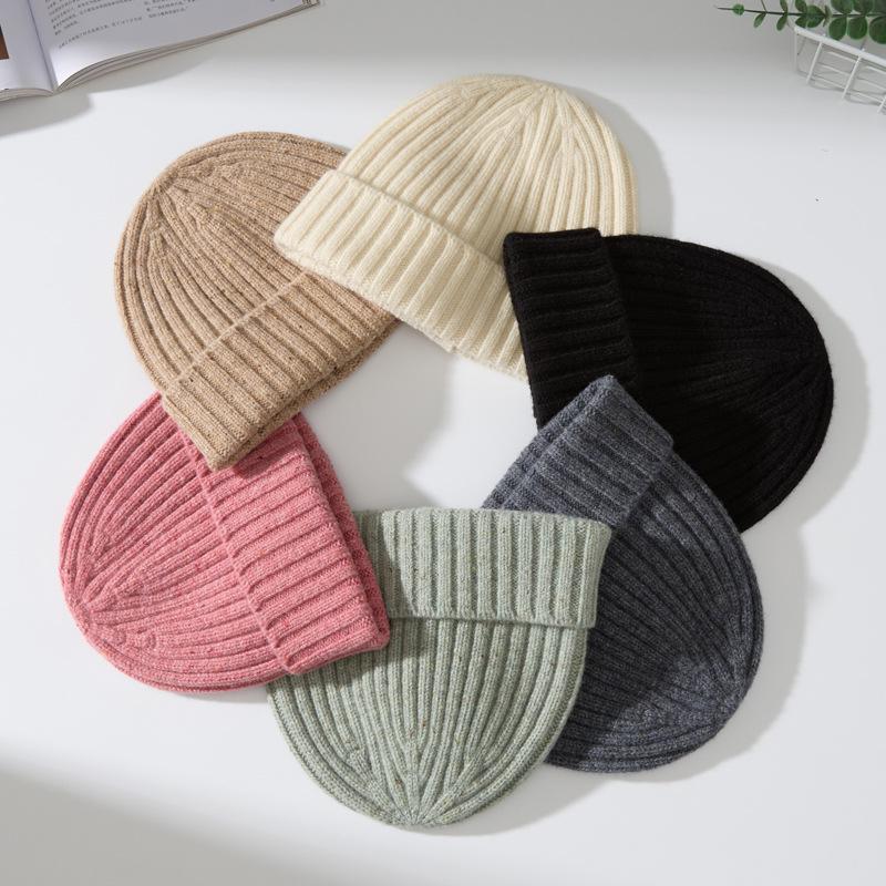 Autumn and winter outdoor warm knitted hat European and American thickened wool hat color dot pure wool couple hat LP