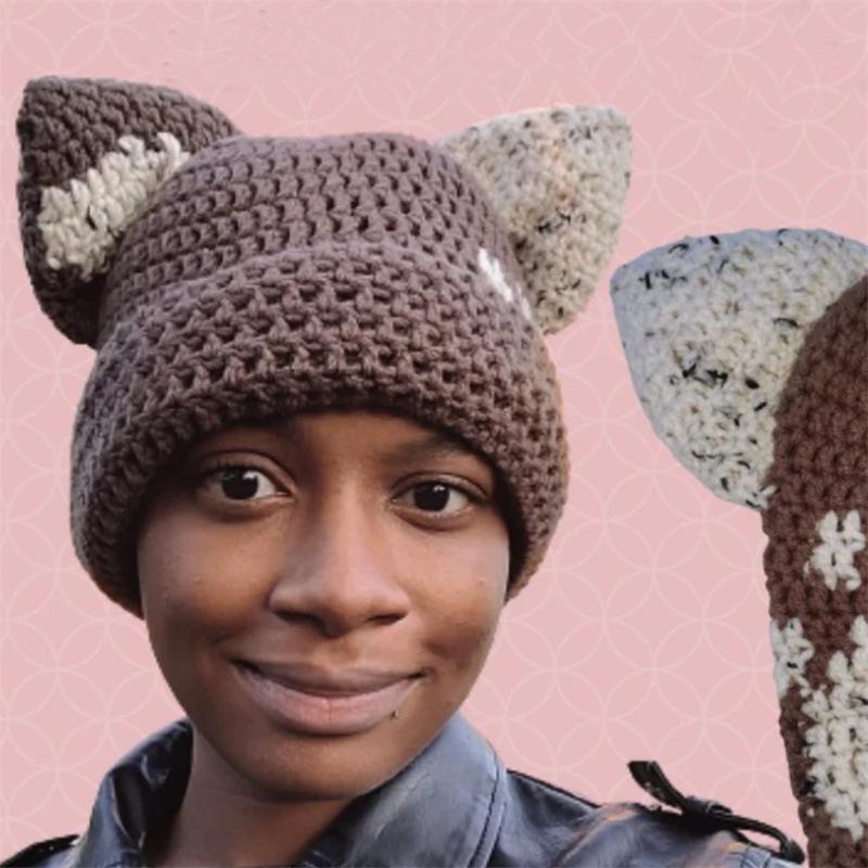 Новая шапка ручной работы с вертикальными полосками и кисточками в виде кошачьих ушек, персонализированная и модная шапка для взрослых