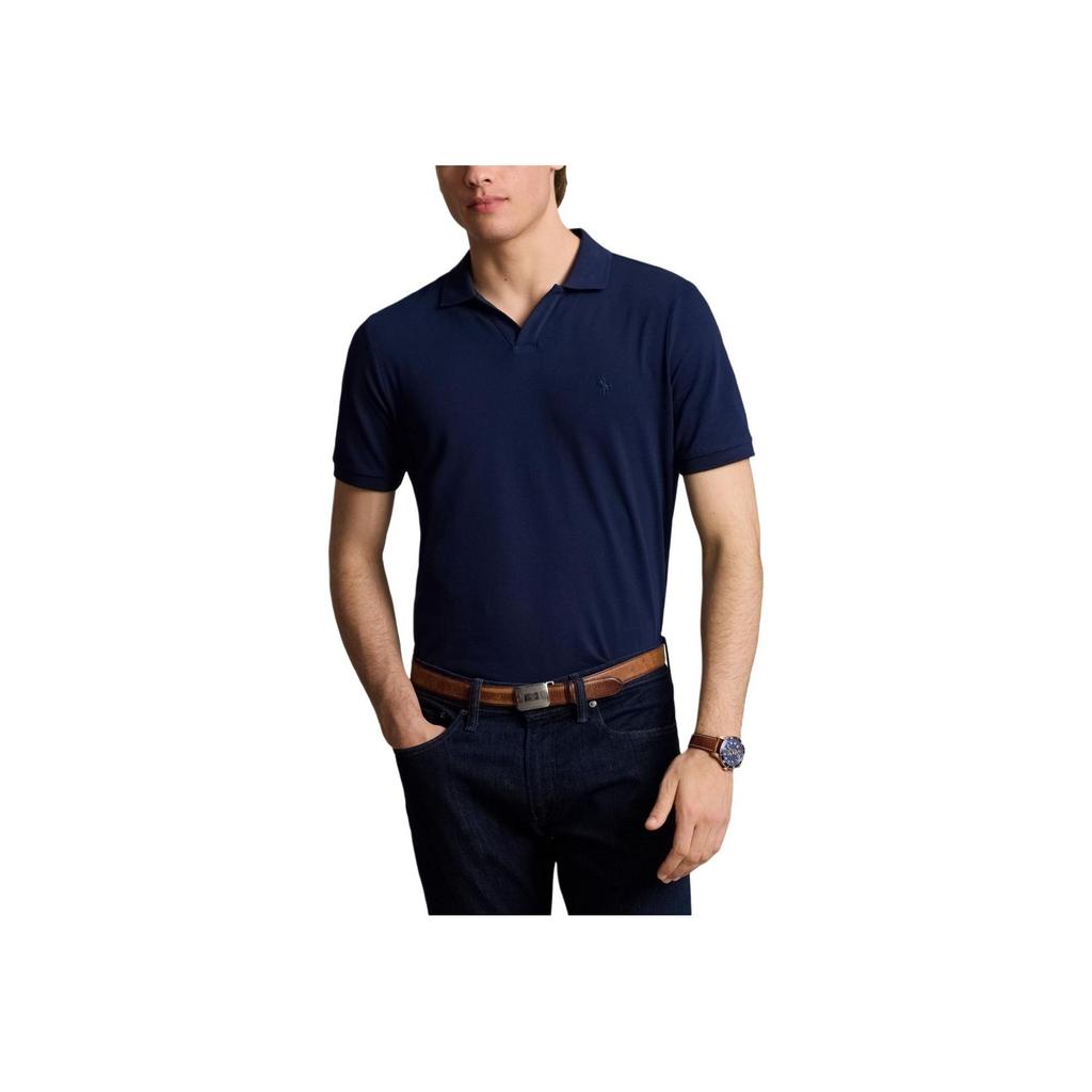 Polo Ralph Lauren Однотонная рубашка поло с коротким рукавом и воротником поло Мужские топы Синий 710941449-001