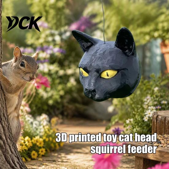 Outdoor Squirrel Feeder Cat Head Feeder, Hanging Funny Animal Garden Nut Dispenser Face, Wild for Backyard Patio Decor Feeding
