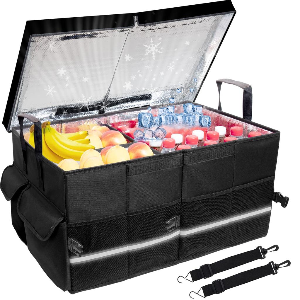 Ltevxzi Foldable Car Storage with Car Trunk Storage Insulates and Keeps Large Capacity 72L Storage RV Box Box, Waterproof, Non-Slip, Handle, Box,