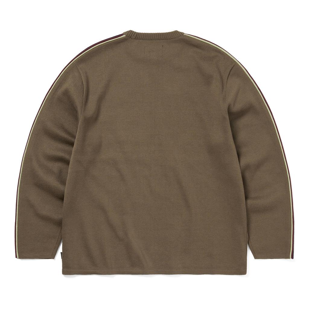 Thisisneverthat Classic Striped Sleeve Casual Crew Neck Knit Sweater Unisex tops Brown TN261KKNPK01BRN