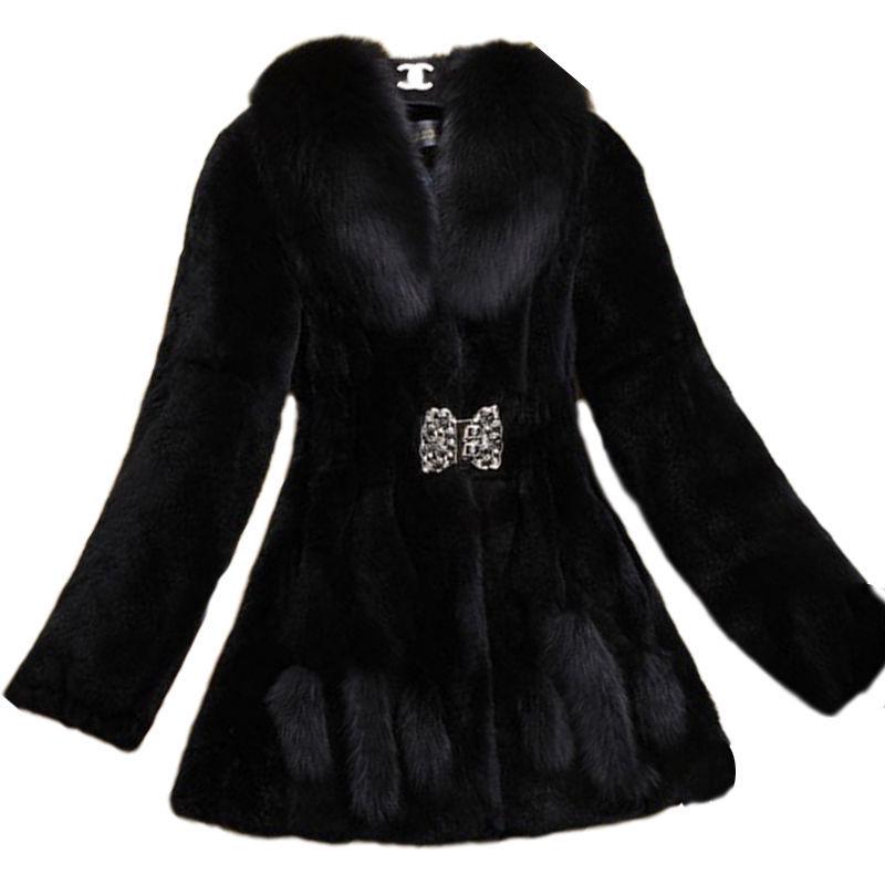 Высококачественная корейская версия длинной и длинной шубы из лисьего меха, кожаная городская шуба из меха кролика рекса