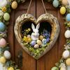 Пасхальный венок Знак с кроликом Деревянная подвеска Рустикальный праздничный декор для двери, стены дома, сада, входной стены, камина, праздничной вечеринки