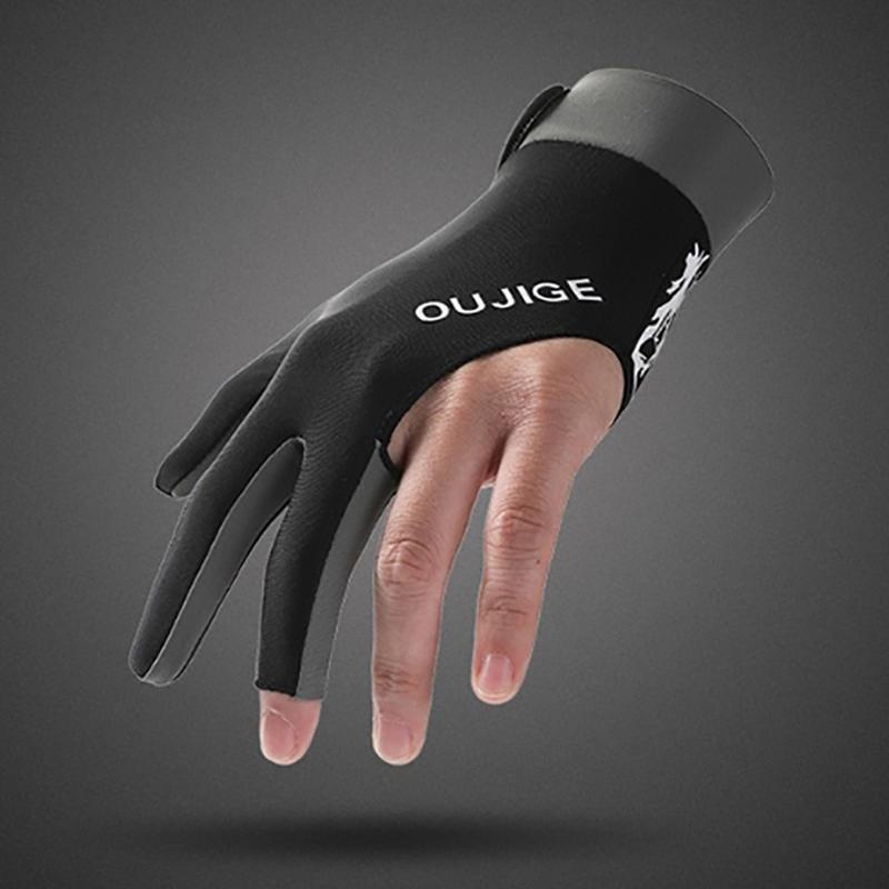 1 шт. Перчатка для бильярда, левая, три пальца, перчатка для бильярда, нескользящие наклейки, эластичные перчатки для тренировок по бильярду, аксессуары