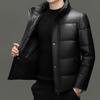 Yiliteng Men's Genuine Leather Goose Down Stand-Collar Puffer Jacket YTMMRSY23015