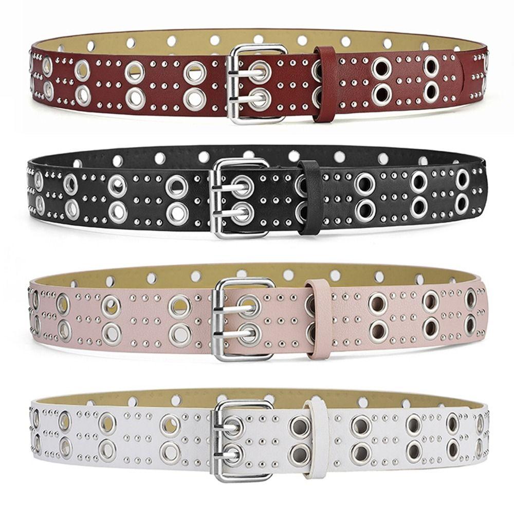 Dress For Women Personality Jeans Hip Hop PU Leather Belt Rivet Waistband Waist Strap Waist Belt