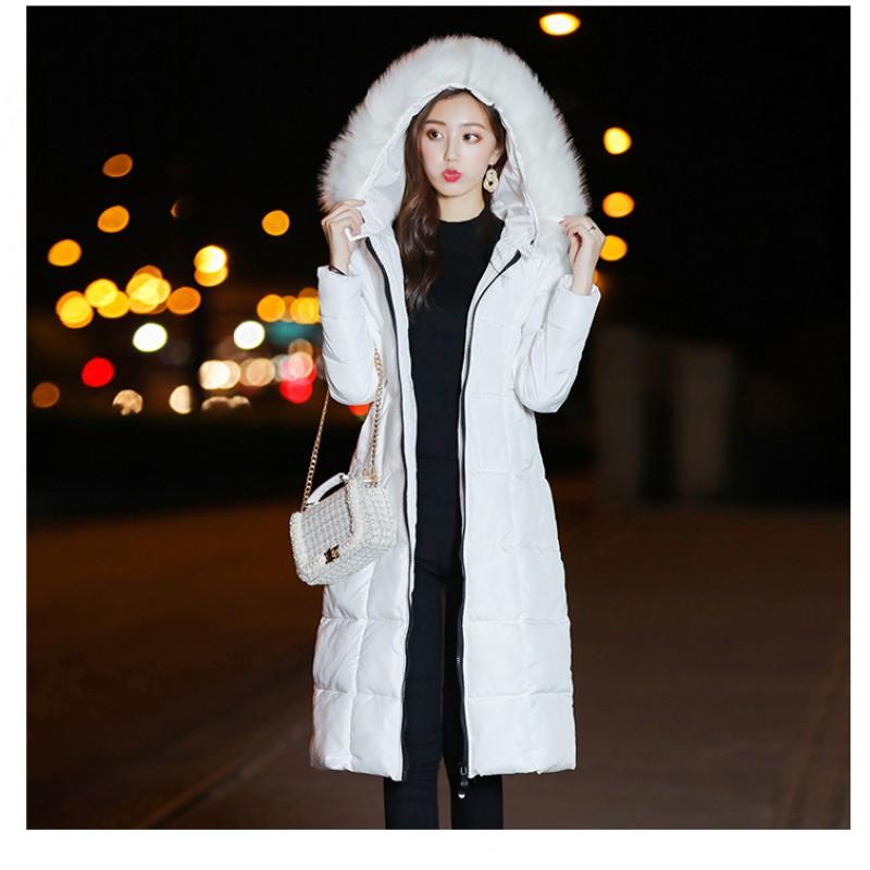 Womens Long Puffer Coat With Fur Hood Oversized Winter Warm Jacket Plus Size Solid Color
