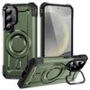For Samsung Galaxy S25+/S24+ Case Compatible with MagSafe Metal Lens Frame Kickstand PC+TPU Mobile Cover