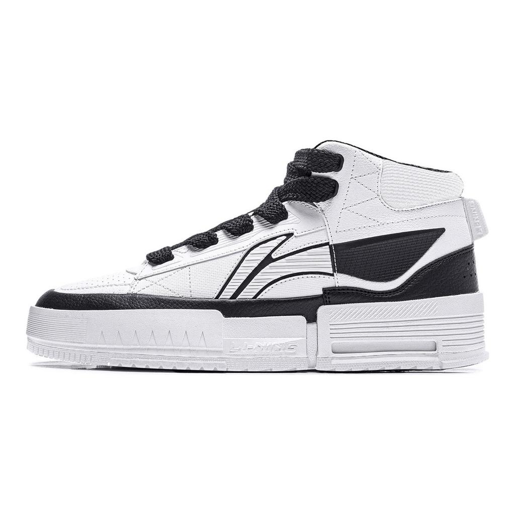 Li Ning Мильные Скользкие Устойчивые к Истиранию Средневысокие Скейтбордические Кроссовки Женские Бело-Черные AGCT284-1