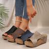 Large-sized Casual Slippers Summer Women's Wedge Heel Fish-mouth Thick-soled Rivet Sandals