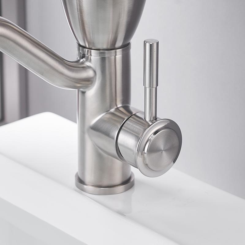 Смесители для раковины из нержавеющей стали 304, кран для раковины с дозатором мыла, новый матовый никель, смеситель для воды на одно отверстие 58816