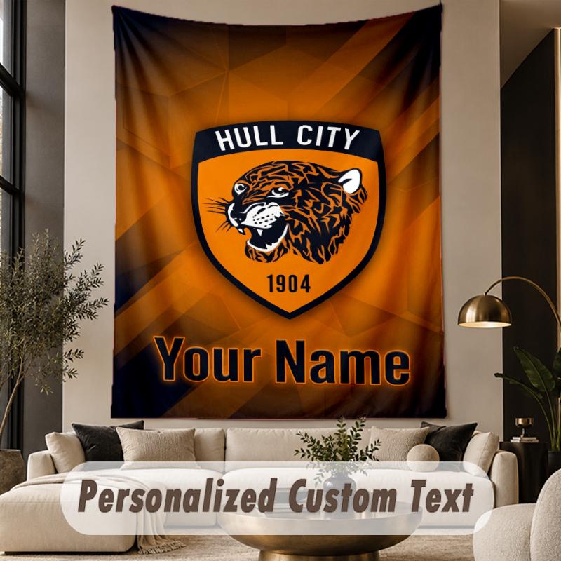 Custom Text Tapestry Hull FC Print Wall Tapestry Indoor Living Room Wall Decor