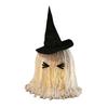 Halloween Hanging Ghost Decoration LED Light Up White Cotton Rope Ghost with Witch Hat for Indoor Outdoor Home Party Decor