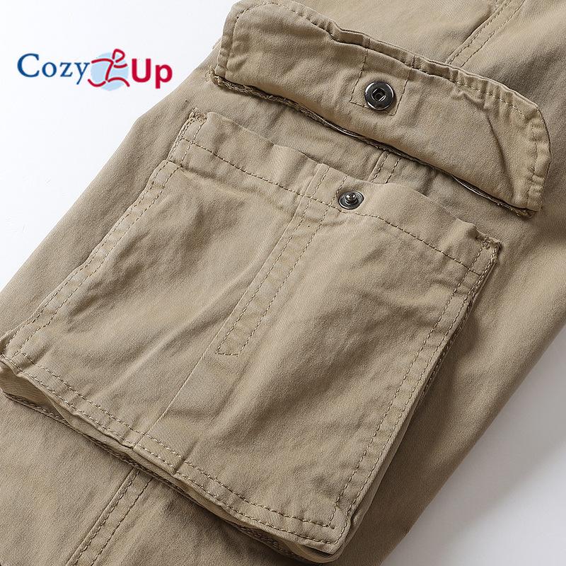 Мужские однотонные брюки-карго Cosy Up — прямого кроя с дополнительным отделением для хранения и завязкой на шнурке