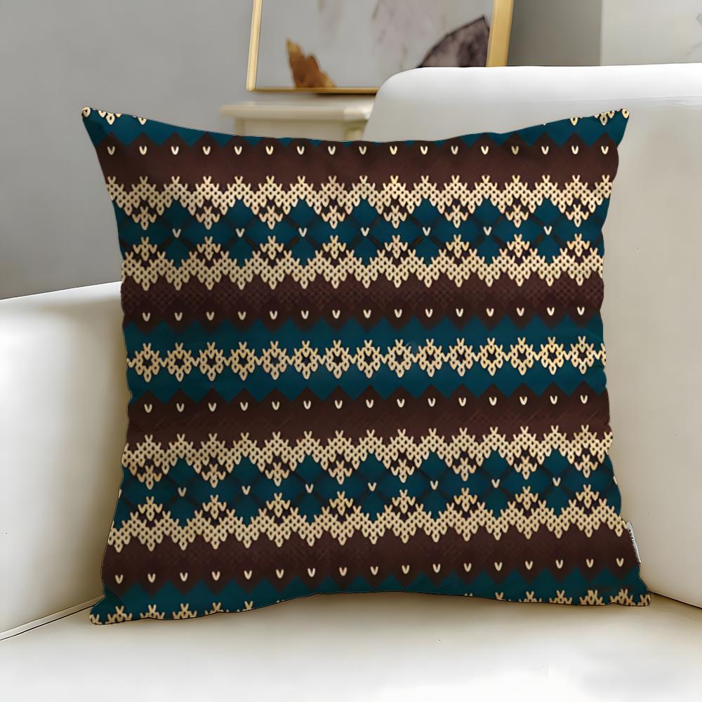 Наволочка с узором Fair Isle Мягкая Легко стирается Универсальная для Дивана Кровати Путешествий и Офиса