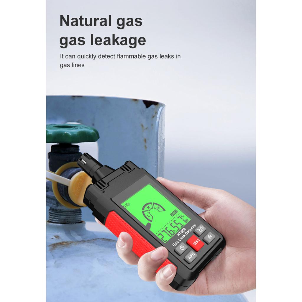 HABOTEST HT609 Gas Leak Detector Combustible Gas Detector with LCD Display Audible and Visual Alarm Ambient Temperature