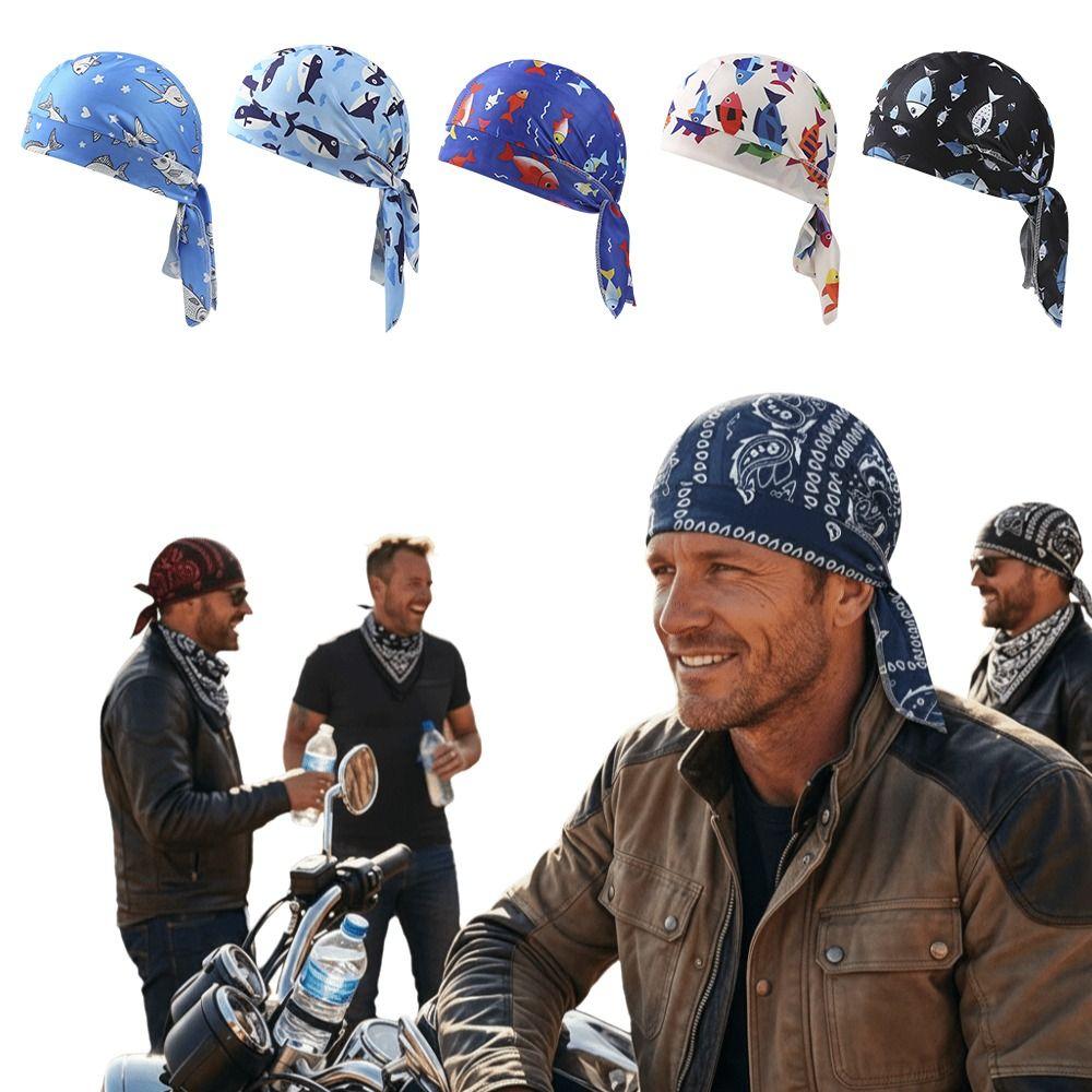 Paisley Print Hijab Caps Quick Dry Pirate Hat Bandana Headscarf Outdoor Activities
